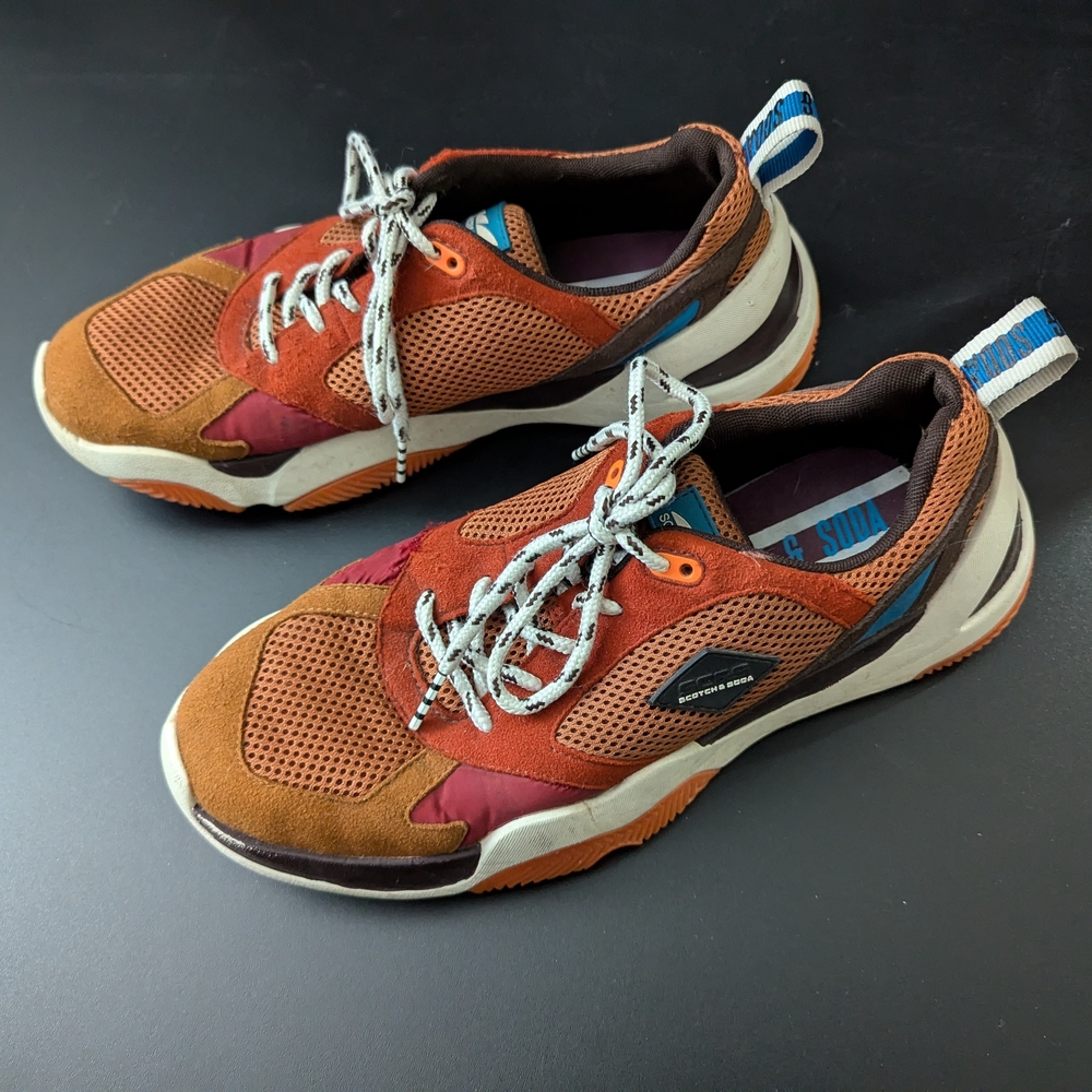 scotch & soda red and orange sneakers | mens 7.5